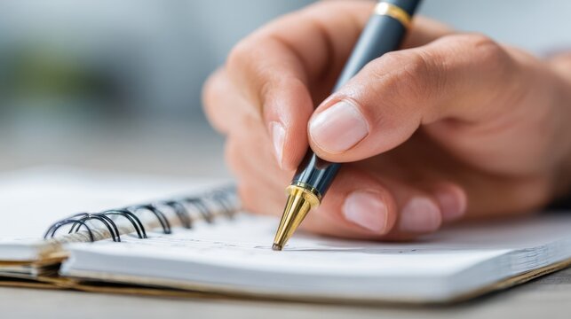 scribing ideas in notebook, writing notes diligently in personal journal with various pens, expressing creative ideas through handwritten notes in spiralbound notebook during planning session