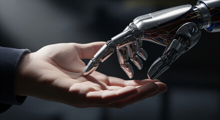 background of human hand with robot