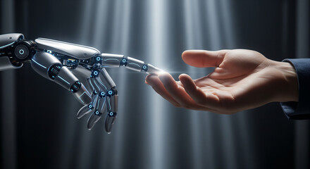 background of human hand with robot