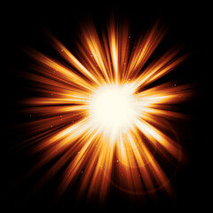 Fototapeta premium Orange light rays radiating from a bright center
