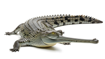 Naklejka premium Gharial Reptile Isolated on White Background