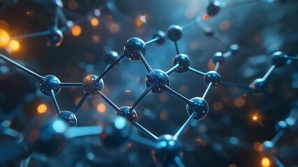 Abstract Molecular Structure with Glowing Particles and Blurred Background - Powered by Adobe
