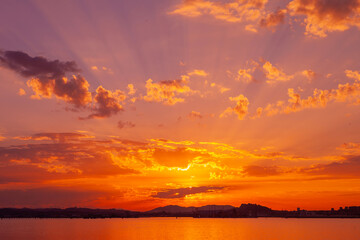 sunset over the bay of Santander, Spain