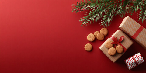 red background with xmas elements