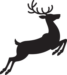 Black silhouette of a leaping reindeer great for Christmas designs