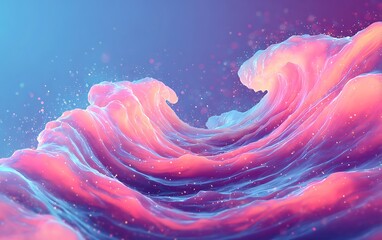 A colorful, abstract image of a wave with pink and blue colors.