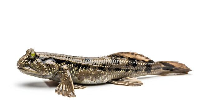 Mudskipper Fish Isolated on White Studio Background