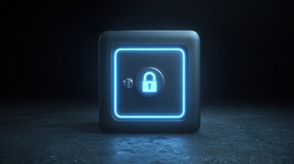 dark minimalist container with lighting, highcontrast moody safe emphasizing security and risk, cinematic design featuring secure box with industrial aesthetics and strategic lighting effects