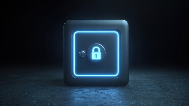 dark minimalist container with lighting, highcontrast moody safe emphasizing security and risk, cinematic design featuring secure box with industrial aesthetics and strategic lighting effects