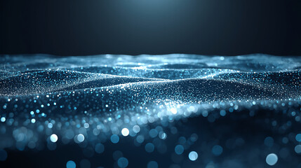 abstract digital terrain of luminous particles and undulating energy mesh in futuristic style