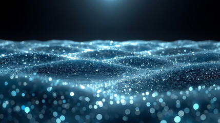 abstract digital terrain of luminous particles and undulating energy mesh in futuristic style