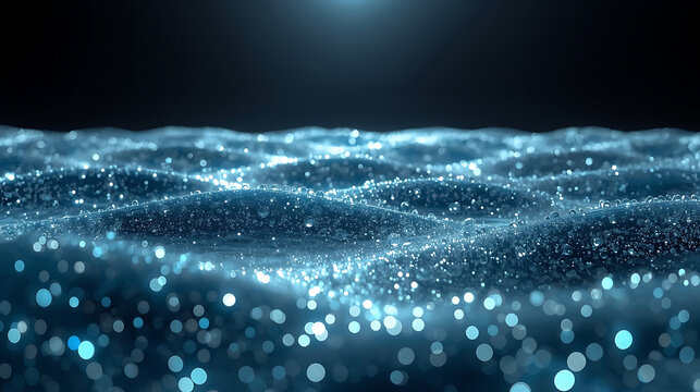 abstract digital terrain of luminous particles and undulating energy mesh in futuristic style