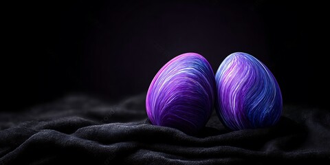 Two purple eggs are on a black background.