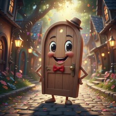 Cute cartoon door character