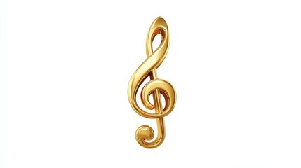 A golden treble clef symbol against a white background, ideal for music-related projects such as websites, flyers, or educational materials highlighting musical themes or events,