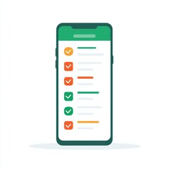 A smartphone displaying a checklist app, featuring tasks marked by colorful checkmarks, Ideal for illustrating productivity, organization, or task management in digital content,