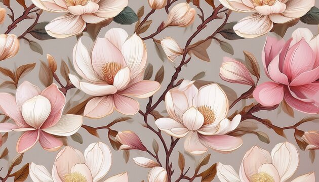 elegant magnolia blossom repeat pattern perfect for textile design seamless subtle