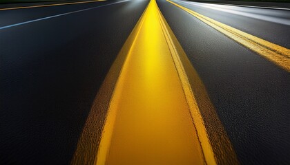 vivid yellow marking on a black roadway