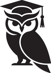 Fototapeta premium Silhouette of an owl wearing a graduation cap mortarboard