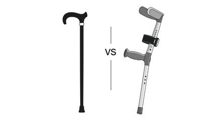 Comparing mobility aids a traditional cane versus an underarm crutch