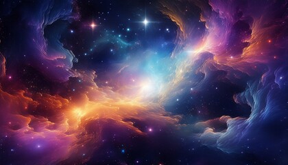 ethereal space nebula with glowing stars and cosmic dust