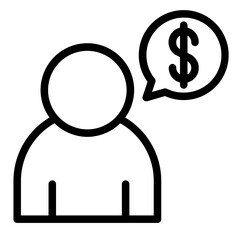Dollar thoughts, financial planning mindset icon