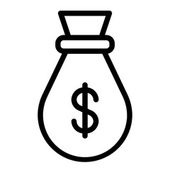 Simple money bag icon for finances and investments