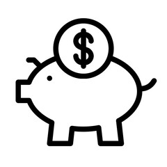 Piggy bank icon, money savings and financial growth