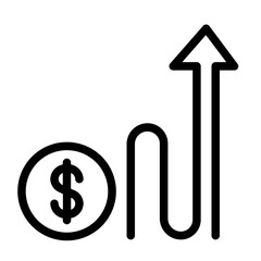 Dollar growth arrow shows financial success icon