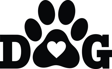 Dog Paw Heart Vector Illustration Dog Graphic Design Pet Paw Print with Heart