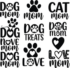 Collection of Dog Mom Designs Vector Graphic Illustrations Pet Lover Animal Lover