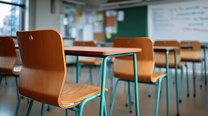 Empty classroom waiting for students to learn