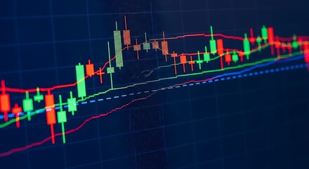 Abstract stock market trading chart with upward and downward trends