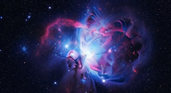 Vibrant cosmic nebula with glowing stars and galactic dust