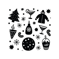 Holiday Season Doodle Set Festive Icons and Illustrations