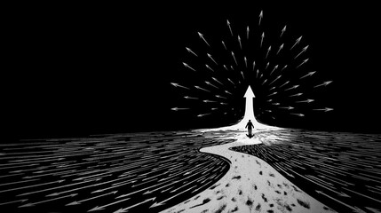 Personal Journey Growth Path, Career Opportunity, Mindset Branding, Book Cover Illustration Concept, Goal Setting and Purpose, Path to success