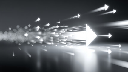 Glowing Arrows zooming in, progress, speed and momentum driven concept background, clear leadership direction, clarity, focus, technological breakthrough concept wallpaper 