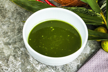 Green spinach cream vegan soup