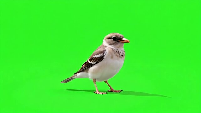 Animated bird on a green screen, a great resource for nature documentaries and educational wildlife videos that require easy chroma key effects