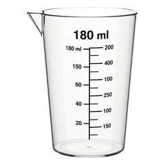 Clear Glass Measuring Cup 180 ml with Measurements Kitchen Cooking Baking Tool Liquid on transparent background