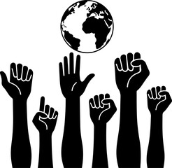 Unity Hands Holding the World Silhouette