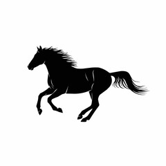 Silhouette of a Galloping Horse with Flowing Mane and Tail.