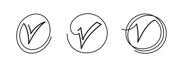 Check icon. Vector one continuous art line sign