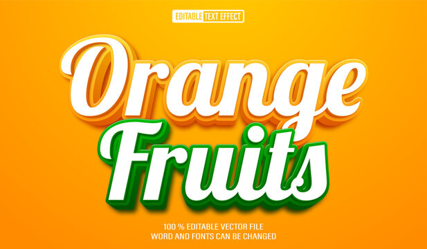 Editable 3d text style effect - Orange Fruits text effect Template
