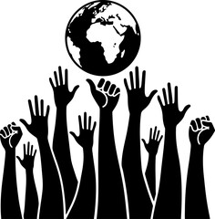 Unity Hands Holding the World Silhouette