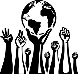 Unity Hands Holding the World Silhouette