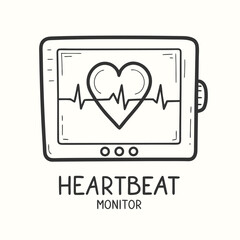 Heartbeat pulse waves on a retro monitor, outlined in black