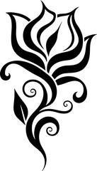 Elegant Floral Tattoo Design &ndash; Decorative Flower Line Art