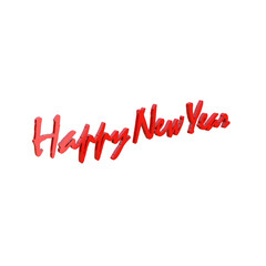 Red neon sign text happy new year on transparent background,png