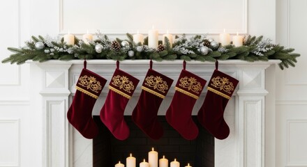 Festive Christmas Stockings & Mantle Decor